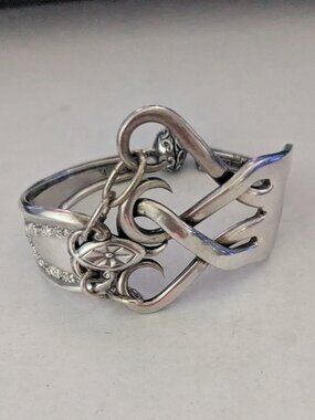 Artisan Vintage Repurpose Rogers Fork Silver Plated Bracelet